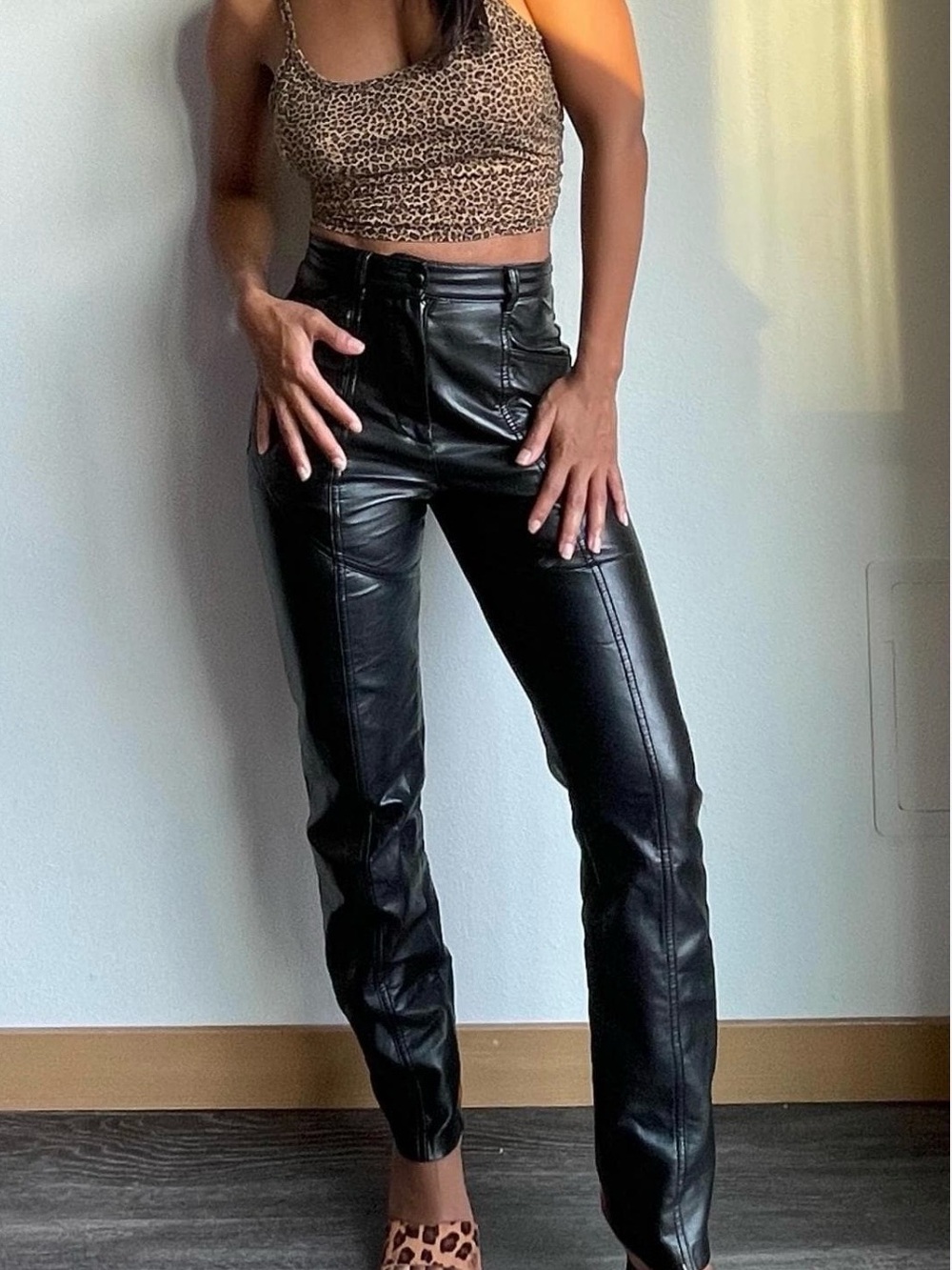 Wilfrid Vegan Leather High-Rise Straight Leg Pants